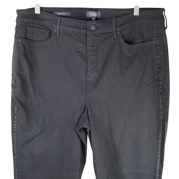 NYDJ Sheri Slim Jeans Mid Wash Lift Tuck Shaping Stretch Storm Black‎ 18 - Picture 3 of 8